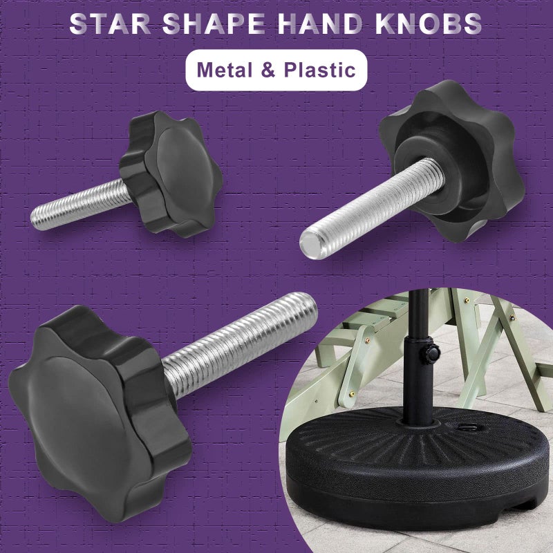 LifCratms M8 x 40mm Thread Star Knob 2Pcs, Plastic Hex Shaped Clamping Knob Handle Hand Tightening Screw for Umbrella Base Replacement - Image 5